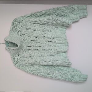 Anthropologie Cable Knit Turtleneck Sweater - Light Blue